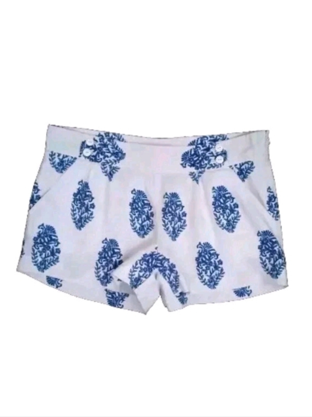 Vineyard Vines Womens Shorts 100% Linen Size 6 White Blue Lightweight Pockets